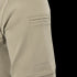 Close-up of the Condor Short Sleeve Dri-Flex Tactical Polo's tan sleeve, highlighting a rectangular patch pocket with two horizontal stitched lines at the top.