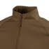 Close-up of the Condor Short Sleeve Combat Shirt Gen II featuring a brown, lightweight design with a stand-up collar and textured main fabric.