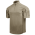 The Condor Short Sleeve Combat Shirt Gen II, shown in tan on a white background, features a quarter-zip front, high collar, and dual sleeve pockets.