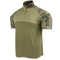 The Condor Short Sleeve Combat Shirt Gen II in Scorpion OCP features a green body with camouflage sleeves and collar, plus a partial front zipper—perfect for EDC or the shooting range.