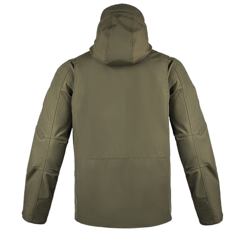 Condor Aegis Waterproof Parka in olive green, displayed from the back. Features long sleeves and a seamless design, shown against a plain white background.