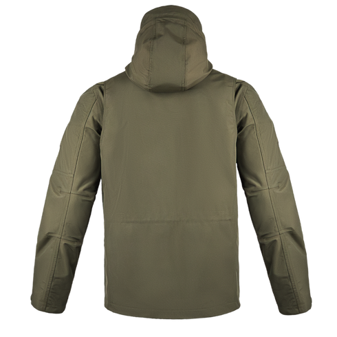 Condor Aegis Waterproof Parka in olive green, displayed from the back. Features long sleeves and a seamless design, shown against a plain white background.