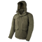 The Condor Aegis Waterproof Parka in Olive Drab features a hood, multiple front pockets, and sleeve patch details, shown against a plain white background.