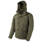 The Condor Aegis Waterproof Parka in Olive Drab features a hood, multiple front pockets, and sleeve patch details, shown against a plain white background.