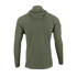 Back view of the Condor Trident Sun Shirt in olive green with long sleeves and a hood, shown against a plain white background.