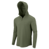 The Condor Trident Sun Shirt in Olive Drab is a long-sleeve hooded pullover with a quarter-zip front, shown on a plain white background.