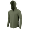 A Condor Trident Sun Shirt—an olive green, long-sleeve, hooded top with a quarter-zip front—is displayed on a plain white background.