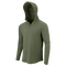 The Condor Trident Sun Shirt is an olive green long-sleeve hooded shirt with a quarter-zip front, shown on an invisible mannequin against a plain white background.