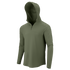 The Condor Trident Sun Shirt is an olive green long-sleeve hooded shirt with a quarter-zip front, shown on an invisible mannequin against a plain white background.