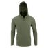 The Condor Trident Sun Shirt is an olive green, long-sleeve hooded pullover with a front half-zip closure, shown on a plain white background.