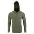 The Condor Trident Sun Shirt is an olive green, long-sleeve hooded pullover with a front half-zip closure, shown on a plain white background.