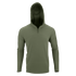 The Condor Trident Sun Shirt is an olive green, long-sleeve hooded pullover with a front half-zip closure, shown on a plain white background.