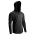 Condor Trident Sun Shirt in black, a long-sleeve hooded pullover with quarter-zip front, displayed on a plain white background.