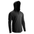 Condor Trident Sun Shirt in black, a long-sleeve hooded pullover with quarter-zip front, displayed on a plain white background.