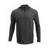 The Condor Trident Sun Shirt is a long-sleeve, dark gray hooded pullover featuring a quarter-zip front, displayed against a plain white background.