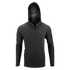 The Condor Trident Sun Shirt is a black, long-sleeve, hooded athletic pullover with a half-zip front, shown against a plain white background.