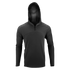 The Condor Trident Sun Shirt is a black, long-sleeve, hooded athletic pullover with a half-zip front, shown against a plain white background.