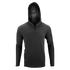 The Condor Trident Sun Shirt is a black, long-sleeve, hooded athletic pullover with a half-zip front, shown against a plain white background.