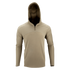 The Condor Trident Sun Shirt is a beige long-sleeve hooded pullover with a quarter-zip neckline, shown on a plain white background.