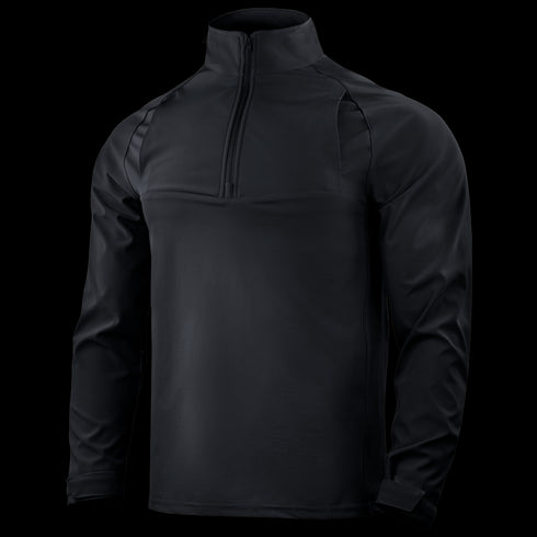 The Condor Patrol Quarter Zip Softshell Gen II in black features a long-sleeve, high-collar design—perfect for law enforcement professionals seeking comfort and style. Displayed against a plain background.