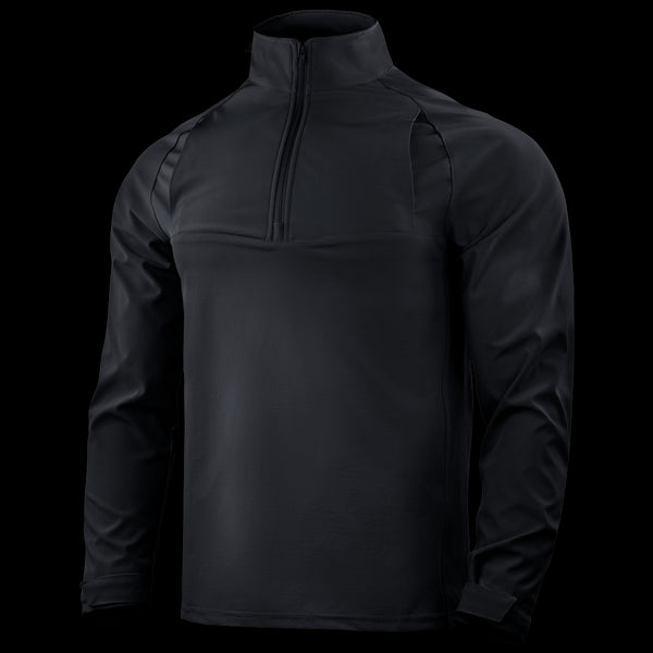 The Condor Patrol Quarter Zip Softshell Gen II in black features a long-sleeve, high-collar design—perfect for law enforcement professionals seeking comfort and style. Displayed against a plain background.