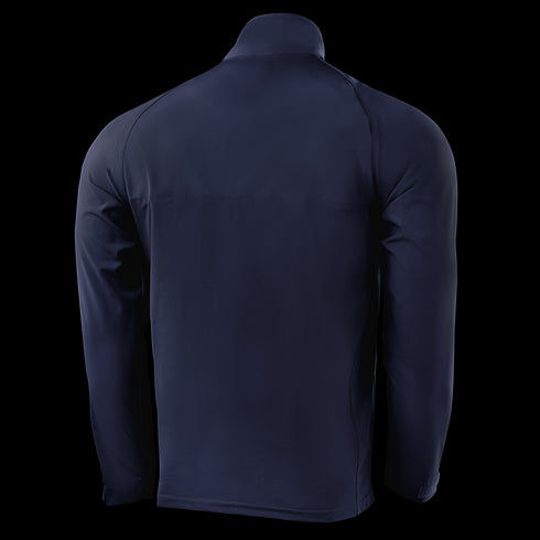 The Condor Patrol Quarter Zip Softshell Gen II in navy blue is shown from the back, featuring a high collar and a clean, logo-free design—ideal for law enforcement or shooting range use.