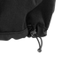 Close-up of the hem of the Condor Core Softshell Vest, a black fleece garment with an adjustable drawstring and plastic toggle—perfect for EDC or bushcraft use.