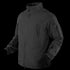 The Condor Vapor Ripstop Windbreaker | SALE is a black, long-sleeve tactical jacket featuring a front zipper, high collar, zippered chest pockets, and sleeve pockets—ideal for military or law enforcement use.