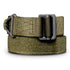 The Condor Rigger's Belt, featuring a green tactical nylon strap and a metal buckle, is shown coiled against a white background.