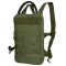 The Condor Tidepool Hydration Carrier in Olive Drab features MOLLE webbing, a zipper pocket, adjustable shoulder straps, and a black hydration tube on the side.