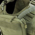 Close-up of the Condor Tidepool Hydration Carrier in Scorpion OCP, featuring zippers, buckles, MOLLE webbing, and reinforced stitching—perfect for military or first responder use.