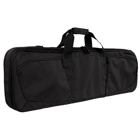 The Condor 36" Javelin Rifle Case in black features a zippered main compartment, two exterior pockets, and dual top handles. Photographed against a plain white background. On SALE.