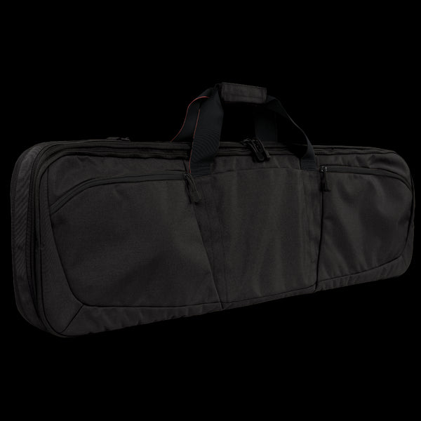 The Condor 36 Javelin Rifle Case is a black, rectangular tactical soft case with multiple zippered compartments and two carrying handles.