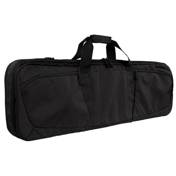 The Condor 36" Javelin Rifle Case in black features a zippered main compartment, two exterior pockets, and dual top handles. Photographed against a plain white background. On SALE.