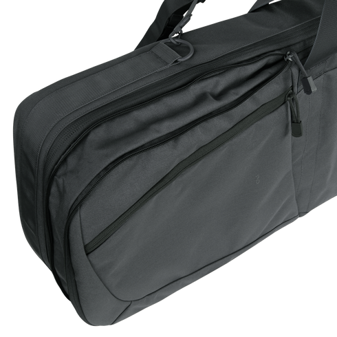 The Condor 36" Javelin Rifle Case, a black rectangular bag with multiple zippered compartments and two carrying handles, is shown on a white background.