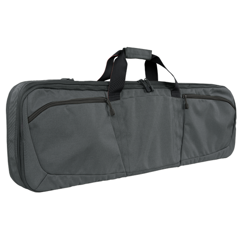 The Condor 36" Javelin Rifle Case in Slate features a rectangular design, two front zippered pockets, a main zippered compartment, and two black handles.