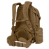 The Condor Orion Assault Backpack 50L is a tan tactical pack featuring padded shoulder straps, mesh back panel, adjustable chest and waist straps, and external pouches—ideal for military or bushcraft EDC.