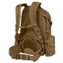 The Condor Orion Assault Backpack 50L is a tan tactical pack featuring padded shoulder straps, mesh back panel, adjustable chest and waist straps, and external pouches—ideal for military or bushcraft EDC.