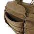Close-up of the Condor Elite Metropolis Briefcase by Condor, a tan tactical bag with multiple zippered compartments and pockets, crafted from durable fabric—perfect for military or first responders.