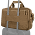 The Condor Elite Metropolis Briefcase in tan, featuring two zippers and a rear strap, is secured to the handle of a rolling suitcase.