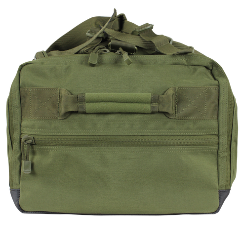 The Condor Centurion Duffle Bag 46L features a zippered front pocket, sturdy handle, and adjustable shoulder strap—ideal for military or law enforcement professionals.