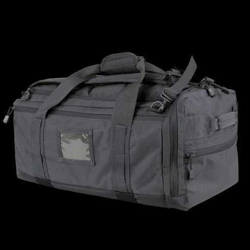 The Condor Centurion Duffle Bag 46L features multiple compartments, heavy-duty handles, shoulder straps, and a clear ID window—perfect for first responders or law enforcement professionals who need organized storage on the go.