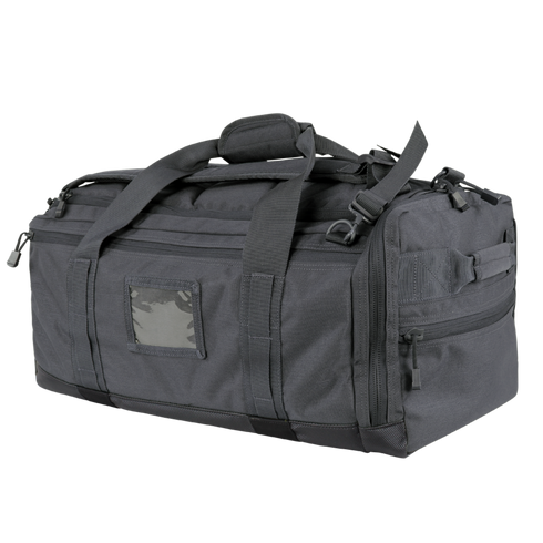 The Condor Centurion Duffle Bag 46L features multiple compartments, heavy-duty handles, shoulder straps, and a clear ID window—perfect for first responders or law enforcement professionals who need organized storage on the go.