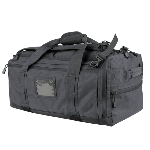 The Condor Centurion Duffle Bag 46L features multiple compartments, heavy-duty handles, shoulder straps, and a clear ID window—perfect for first responders or law enforcement professionals who need organized storage on the go.