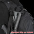 A close-up of the Condor Elite Sector Sling Bag 18L by Condor with a firearm stock in the side pouch; text reads attachment sling not included.