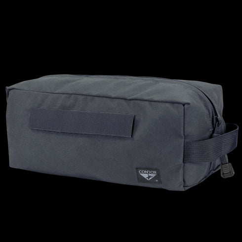 The Condor Kit Bag is a rectangular black fabric pouch with a zipper, side handle, front strap, and Condor logo—ideal for bushcraft adventures or use as a compact first responder kit.