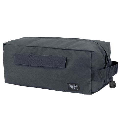 The Condor Kit Bag is a rectangular black fabric pouch with a zipper, side handle, front strap, and Condor logo—ideal for bushcraft adventures or use as a compact first responder kit.