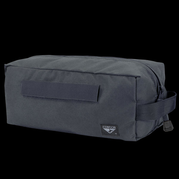 The Condor Kit Bag is a rectangular black fabric pouch with a zipper, side handle, front strap, and Condor logo—ideal for bushcraft adventures or use as a compact first responder kit.