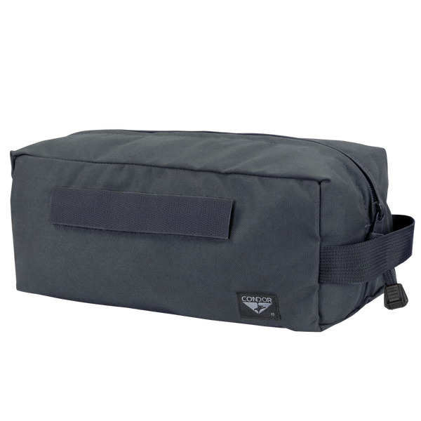 The Condor Kit Bag is a rectangular black fabric pouch with a zipper, side handle, front strap, and Condor logo—ideal for bushcraft adventures or use as a compact first responder kit.