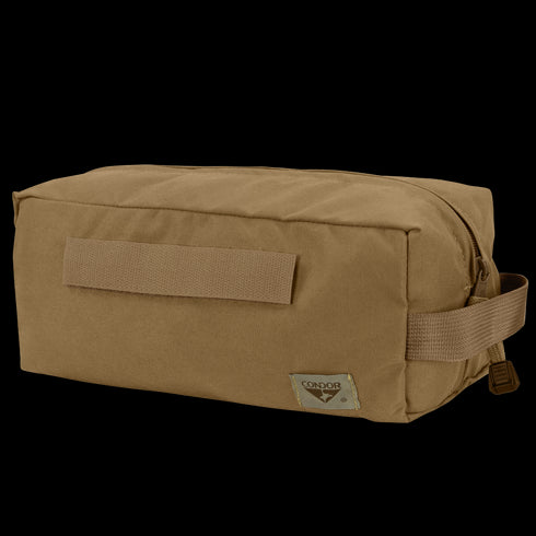 The Condor Kit Bag is a tan rectangular zippered pouch with a side handle and front brand label, ideal for EDC or for military and law enforcement use.